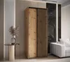 A modern living room with a wooden wardrobe, a sofa, and a side table with a vase. Produktbild-Vorschau