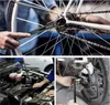 Collage of three images showing mechanical repairs on a bicycle, car engine, and motorcycle. Voir les images du produit