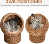 PawHut Rattan Katzenkorb Katzenhöhle Katzenhütte Katzenbett Produktbild-Vorschau 7