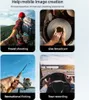 Collage of four images showing different uses of a mobile phone holder. Produktbild-Vorschau