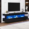 MODFU TV stůl s vysokým leskem a prosklenými dveřmi s LED Náhled obrázku produktu 1