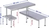 A stainless steel shelf unit with dimensions indicated by measurement lines and text. Anteprima dell’immagine prodotto