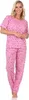 Damen Pyjama 2tlg. lange Hose Shirt in kurzen Ärmeln; Produktbild-Vorschau 2
