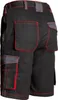 Back view of black work shorts with red stitching and gray accents. Produktbild-Vorschau