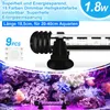 A product image showing an LED aquarium light with text overlays and a background image of an aquarium. Produktbild-Vorschau