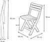 A diagram showing the dimensions of a folded and unfolded chair. Náhled obrázku produktu