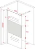 A technical drawing with dimensions of a shower partition. Produktbild-Vorschau