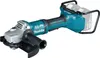 A cordless angle grinder with two batteries attached. Produktbild-Vorschau