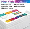 A stack of paper with marketing graphics and text overlayed. Produktbild-Vorschau
