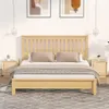 A bedroom scene with a wooden bed and two nightstands. Produktbild-Vorschau