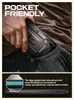 A hand is placing a phone case into a jeans pocket, with a close-up diagram of the case's edge material. Produktbild-Vorschau