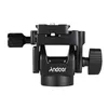 A black camera tripod head with a logo on a white background. Produktbild-Vorschau