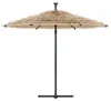 vidaXL Parasol avec LED et mât en acier brun 246x246x230 cm Voir les images du produit 4