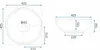 Technical drawing of a round basin with dimensions. Anteprima dell’immagine prodotto
