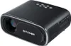 A black projector with silver accents, shown at an angle on a light gray background. Podgląd zdjęcia produktu