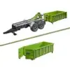 A trailer for a tractor with a green container, and a separate green container. Voir les images du produit