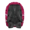 The back of a pink backpack rain cover is shown, with the black backpack straps and buckles visible underneath. Podgląd zdjęcia produktu
