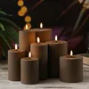 LED Stumpenkerze MIA - Kunststoff - realistische 3D Flamme - H: 20cm - D: 10cm - für Außen - mokka Produktbild-Vorschau