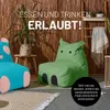 Two animal-shaped beanbag chairs are shown in a casual, outdoor-like setting with a bamboo wall backdrop. Podgląd zdjęcia produktu