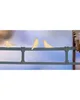 Three stylized birds are perched on a blue railing against a blurred sky background. Produktbild-Vorschau