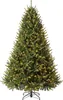 A full-body shot of a green artificial Christmas tree with lights, standing on a black stand against a white background. Produktbild-Vorschau