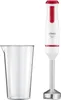 A white hand blender and a clear measuring cup are shown against a white background. Voir les images du produit
