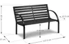 A diagram of a black garden bench with dimensions indicated by lines and text. Produktbild-Vorschau