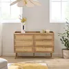 CALICOSY - Commode 6 tiroirs avec façades en rotin naturel Voir les images du produit 2