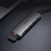 A UGREEN USB-C hub is connected to a laptop, with an SD card inserted into the hub. Produktbild-Vorschau
