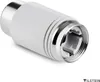 A white and silver radiator thermostat head is shown against a white background. Produktbild-Vorschau