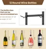 A graphic displaying information about wine bottle sizes that can be accommodated by a wine rack, along with images of different wine bottles with their dimensions. Náhled obrázku produktu