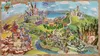 A colorful, illustrated map of different game zones, featuring various landmarks and locations. Podgląd zdjęcia produktu