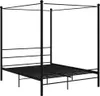 vidaXL Postel se stříškou Black Metal 160x200 cm Náhled obrázku produktu 1