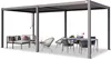 A modern outdoor pergola with seating and a dining set. Voir les images du produit