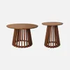 Two wooden coffee tables of different sizes against a light gray background. Produktbild-Vorschau