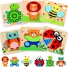 6 Stück Holzpuzzle - Tier Montessori Spielzeug - Produktbild-Vorschau 1