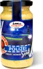 A jar of mustard with a police-themed label. Produktbild-Vorschau