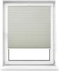 A window with a light gray pleated blind covering most of the glass. Produktbild-Vorschau