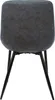The back view of a dark grey dining chair with black metal legs. Náhľad obrázku produktu