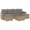 7-tlg. Garten-Sofagarnitur mit Kissen Beige Poly Rattan Produktbild-Vorschau 2