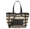 Sac tressé, noir et beige, avec des poignées en cuir Voir les images du produit 5