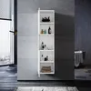 A modern bathroom with a tall white cabinet filled with toiletries. Produktbild-Vorschau