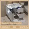 A modern white bathroom vanity with a sink and drawers, featuring integrated LED lighting and a radar sensor. Náhled obrázku produktu