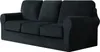 (Schwarz) 7-teiliger Stretch-Sofabezug, 3-Sitzer-Couchbezug Produktbild-Vorschau 1