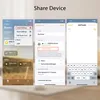 Screenshots of a mobile app interface showing how to share a device. Náhled obrázku produktu