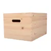 A plain, studio shot of a wooden storage box with a lid and handles, presented against a white background. Produktbild-Vorschau