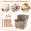 A collage showing a child's armchair and various scenes of children's rooms and play areas, along with bullet points of activities. Produktbild-Vorschau