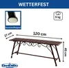 A diagram of a garden bench with dimensions and features indicated. Anteprima dell’immagine prodotto
