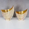 2er Set Design Teelichthalter Weiß Gold Windlicht Metall Produktbild-Vorschau 3