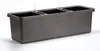 A long, rectangular, dark gray planter box with three compartments and two water level indicators is shown on a white background. Anteprima dell’immagine prodotto